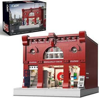CaDA Master Technik C66008W London Underground Station Interlocking Bricks House Kit with LED Set, 1836 Pieces, Large MOC, Modular Street View House Model, Toy Gift for Adults and Children