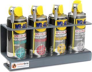 Amberquip Storage Holder for Spray Cans. Holds 4x Aerosol Cans. Wall Mountable. Ideal for Workshop or Van, Grey