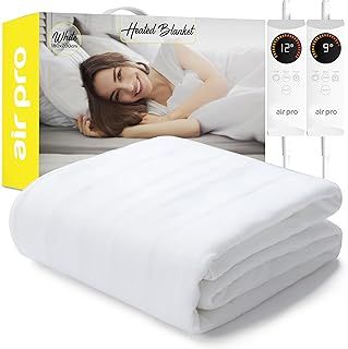 Air Pro Electric Blanket - Fully Fitted Mattress Cover With Elastic Straps - Premium Fleece Easy Fit Heated Blanket - Detachable Controller & Machine Washable - Single - 90x190cm