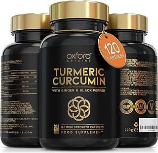 Advanced Turmeric and Black Pepper Capsules Made in the UK | ONE per Day Turmeric Supplement with Ginger & Black Pepper | High Absorption Tumeric Supplement Joints Care | 4 Month Supply - 120 Capsules