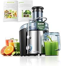 Juicer Machines, FOHERE 800W Juicer Whole Fruit and Vegetables, Quick Juicing Easy to Clean, 75MM Large Feed Chute, Dual Speed Setting and Non-Slip Feet, Silver