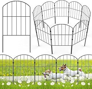 Garden Fence, Total 320CM(L) x 61CM(H) 10 Pcs Fencing Animal Barrier, Rustproof Metal Fence Panels, Decorative Fences and Borders for Dogs, Flower Bed, Patio