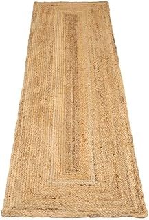 Jute Rug Natural Beige Rustic Golden Rectangular Scandi Bohemian Rug Eco-Friendly Durable Wooden Handwoven Rugs for Living Room, Dining Room Mat, Entrances Long Runner Rugs 60cm x 800cm
