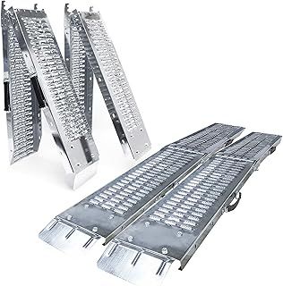 VOUNOT Folding Loading Ramps 160cm, Heavy Duty Pair 400kg Capacity, Non-Slip Surface, Portable Foldable Design for Motorcycle, Mobility Scooters, Lawn Mower, Quad, and ATV