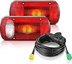 MAMIZO 2PCS Trailer Tail Light Set, 13 Pin, 12V Trailer Rear Light with 6 Functions, 2 * 5.5m Cable Set and E-Mark, for Trailer RV Caravan Van Lorry