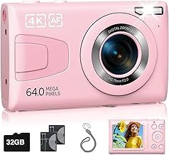 Digital Camera 4K 64MP Cheap Digital Camera with 32GB SD Card Autofocus 18x Zoom for Travel Youtube Photography Compact Vintage Camera for Kids Teenagers Students Seniors Beginner (Black)