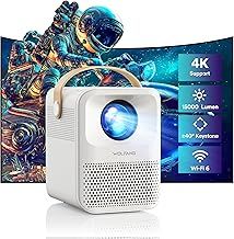 Portable Projector, WOLFANG 4K Mini Projector 5G WiFi Bluetooth, 15000L 200" Display Home Theater Movie Projector, Phone Video Projector Compatible with iOS/Android/HDMI/PC/TV Stick/USB/PS5