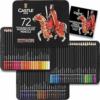 Castle Art Supplies 72 Watercolour Pencils Set | Premium Vibrant Pigments for Blending, Drawing and Painting | For Adults, Hobbyists and Professionals I Protected and Organised in Presentation Tin Box