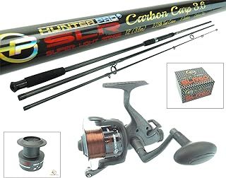 12ft Carbon Carp Rod & Bait Free Runner Reel Carp Combo Set. Hunter Pro SLR Range. Includes Spare Spool