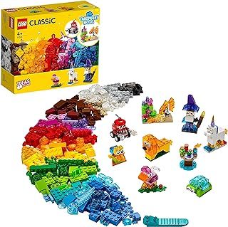 LEGO Classic Creative Transparent Bricks Building Set with Animal Figures including Lion and Turtle Toys, Gifts for 4 Plus Year Old Kids, Girls & Boys 11013