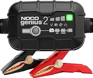 NOCO GENIUS2UK, 2A Car Battery Charger, 6V and 12V Portable Smart Charger, Battery Maintainer, Trickle Charger and Desulfator for AGM, Leisure, Lithium, Motorbike, Motorcycle and Caravan Batteries