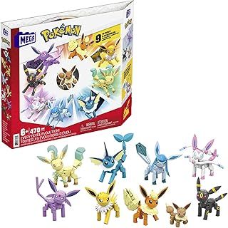 MEGA Pokémon Building Toys Set Every Eevee Evolution with 470 Pieces, 9 Poseable Characters, for Kids, GFV85