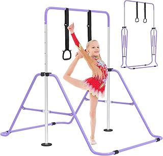 EVERYMILE Gymnastics Bars, Junior Training Kip Bar Gymnastics Equipment for Home,Adjustable Height Folding Horizontal Bar with Gymnastic Rings for Kid