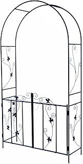Woodside Decorative Metal Garden Arch With Gate Outdoor Climbing Plants Archway, 214 x 110cm