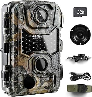 MAXDONE Wildlife Camera 4K 32MP Trail Camera with Night Vision Motion Activated, No Glow 940nm IR LEDs 0.2s Trigger Speed IP66 Waterproof Garden Camera with 32GB SD Card for Wildlife Monitoring