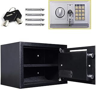 16 Litre Safe Box Digital Large Security Safety Steel Case 9.8 * 13.8 * 9.8in Cash Value Home Safe with Locking Bolts Spare Keys for Office or Home Use Wall or Floor Mounted, Black