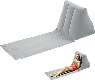 Beach Reclining Lounger Sun Lounger Portable Leisure Inflatable Beach Mat Foldable Waterproof Flocking Back-Rest for Indoor Outdoor Home Camping