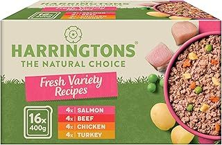 Harringtons Complete Wet Tray Grain Free Hypoallergenic Adult Dog Food Classics Variety Pack 16x400g - Salmon, Beef, chicken & Turkey- Made with All Natural Ingredients (Packaging may vary)