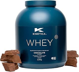 Kinetica Sports Whey Protein Powder - Chocolate Flavour |22g Protein/Serve, 76 Servings/2.27Kg Pack |Gluten Free Supplement | Optimum for Muscle Growth & Recovery |Mixes Well with Water, Milk & Shakes