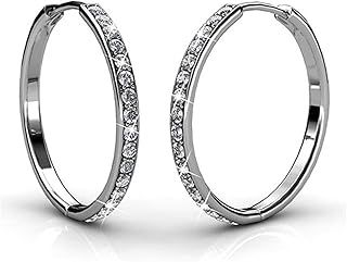 Hoop Earrings for Women18K White Gold with Sparkling Element Crystal with Jewellery Box for Women Wife Mother Daughter (EU-HOOPC)