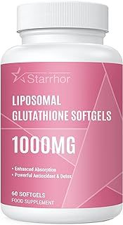 Liposomal Glutathione Softgels, Glutathione Supplement 1000mg per Serving, Antioxidant Support and Liver Detox, 60 Capsules