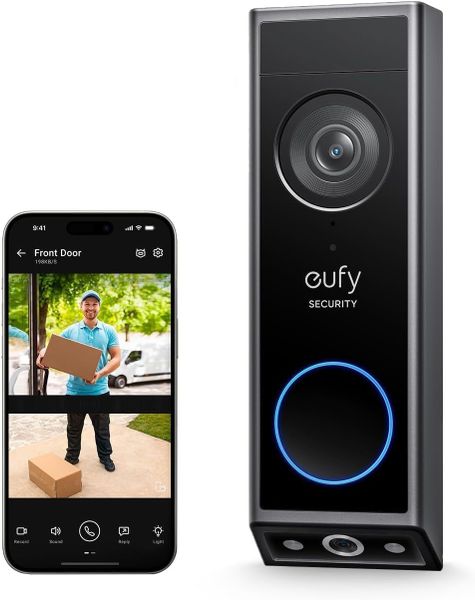 eufy Security Video Doorbell E340 Dual Cameras with Delivery Guard 2K Full HD Wireless Video Doorbell Camera, Wired/Battery Powered, Colour Night Vision, 6,500mAh Rechargeable Battery, No Monthly Fee