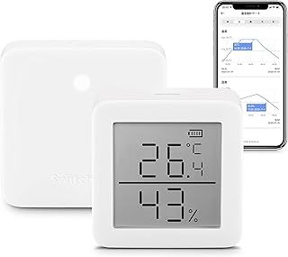 SwitchBot WiFi Hygrometer Thermometer Set, Indoor Wireless Temperature Humidity Sensor Monitor with App Control, Notification Alert, 2 Years Free Data Storage Export, for Home Greenhouse Wine Cellar