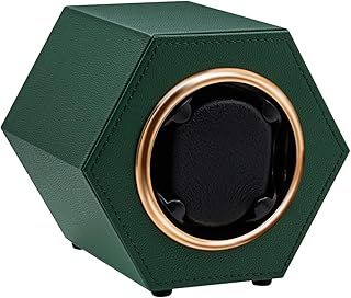 Automatic Watch Winder,PU Leather Watch Winder Box Single Watch for 1 Watch Display Storage Wristwatch with Quiet Motor Auto Turner USB C Powered-Dark Green