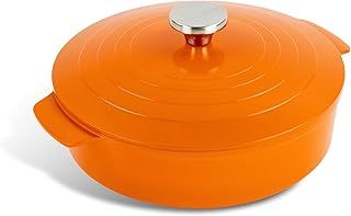 Scoville EXPERT Neverstick+ 26cm Shallow Casserole, 3.2L, Non Stick Casserole Dish with Lid, Suitable for All Hobs and Ovens, Lightweight Thick Gauge Aluminium, Dishwasher Safe, PFOA Free, Orange