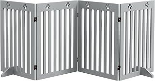 PawHut Pet Gate Foldable Fence Freestanding Dog Barrier w/Support Feet Grey