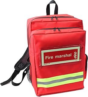 Fire Marshal Equipment Rucksack Empty High Visibility Stripe Removable Fire Marshal Sign 20 Litre Capacity Multiple Storage Pockets