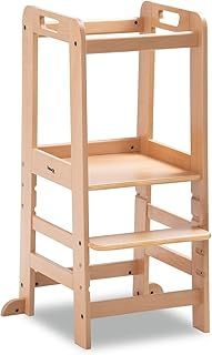 hauck Learn N Explore, Natural - Montessori Learning Tower for Children 1+ Years up to 40 kg, FSC® Certified Beechwood Adjustable Nursery Standing Tower for Kitchen Counter Sink Bathroom