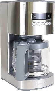 Kenmore Filter Coffee Machines 12-Cup Drip Coffee Makers with 1.8L Glass Pot for Ground Coffee Programmable Timer Digital Display Auto Shut Off Reusable Filter Warming Plate Kitchen Appliances Silver