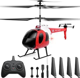 RC Helicopter, Rescue Remote Control Helicopter with Gyro and LED Lights, 2.4GHz Radio 3 Channel One Key Take Off/Landing High &Low Speed, Flying Toy Gift for Boys and Girls (2 Battery)