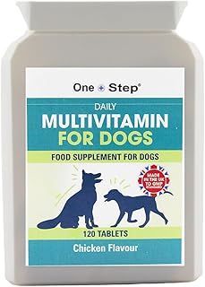One Step: Multivitamin Supplement for Dogs | 120 Tablets | Bone Health, Immune System, Skin, Coat & Overall Vitality | Chicken Flavoured