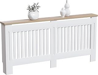 Vida Designs Arlington Radiator Cover White Modern Painted MDF Cabinet, Slats, Grill, Wood Top Shelf, Extra Large (H: 83.3 / W: 172 / D: 19 cm)