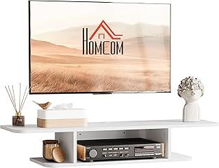 HOMCOM Floating TV Unit Stand for TVs up to 40", Wall Mounted Media Console with Storage Shelf, Entertainment Center, White