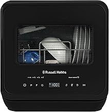 Russell Hobbs Mini Dishwasher Compact Table Top Black 2 Place Setting Dishwasher, LED Touch Control, 4 Programmes, Portable & Efficient, Baby Care, Fruit Wash & Eco Mode, No Plumbing, RH2TTDW101B