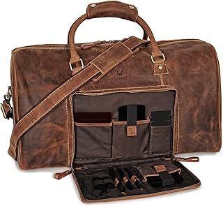 DONBOLSO Weekender Naples I Handcrafted Leather Men's Travel Bag I Genuine Leather Duffle Bag I Carry-on Luggage Overnight Gym I L with 40 litres I Brown Vintage