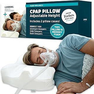 CPAP Pillow for Side Sleepers - Includes 2 Pillowcases - Adjustable Memory Foam Pillow for Sleeping on Your Side, Back & Stomach - Reduce Air Leaks & Mask Pressure for a Better Sleep