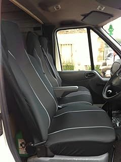 Carseatcover-UK® Heavy Duty Fabric Van Seat Covers - Black with GREY Trim - Fits Most Vans - Single & Double [CHOICE OF 6 COLOURS]