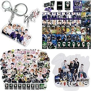 Stray Kids Gift Set - 55 Kpop Stray Kids Photocards/95 Stickers/1 Keychain/1 Acrylic Standing Card, Stray Kids Merch Photo Cards Fans Gift