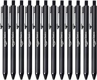 Amazon Basics Retractable Ballpoint Pen - Black - 12-Pack