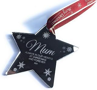 Personalised Memorial Christmas Tree Mirrored Star Decoration - Perfect Way To Remember A Loved One This Christmas