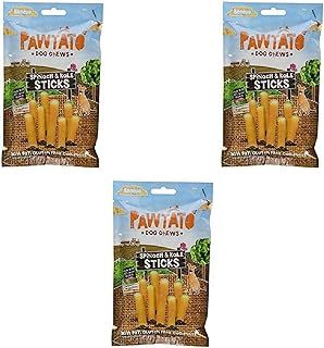 Benevo Pawtato Spinach & Kale Sticks Sweet Potato & Rice Dog Chews, 120g - 3 Pack