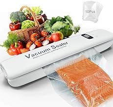 Vacuum Sealer Machine,Food Vacuum Sealer Machine with 10 Vacuum Sealer Bags, One-touch Automatic Vacuum Sealer for Food, Digital Display Vacuum Sealing and Independent Sealing Function