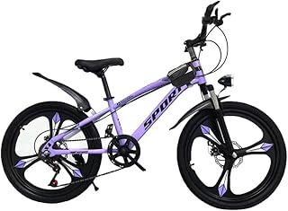7 Speed 22 Inch Kids Bike, Purple Girls Mountain Bike, 22" Road Bike, Sport Bicycle, Girls Cycle, Suspension, 7 Gears, Magnesium Wheels, Dual Disc Break, Headlight, Tool Kit, 6 to 12 Year Old