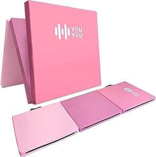 Gym Mat, Thick Tri-Folding Gym Exercise Pilates Gymnastic Mat, Non-Slip Crash Mat, Yoga Stretching Exercise, Sweat Proof & Easy Clean, Fold for Easy Store & Carry, 183cm x 5cm
