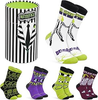 BEETLEJUICE Men's Calf Length Socks, Pack of 5 Soft Breathable Funny Socks for Adults Teenagers - Gifts for Him