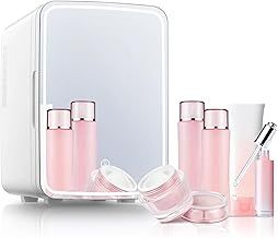 NORTHCLAN Mini Fridge for Bedrooms 10L, Skincare Beauty Fridge with LED Mirror, Quite Mode, Portable, 220V AC/12V DC, Cosmetic, Office, Home or Car, White